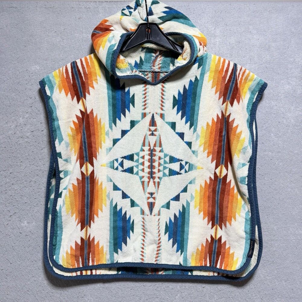 Pendleton Chief Joseph Hooded Towel Poncho Falcon Cove Sunset Youth One Size